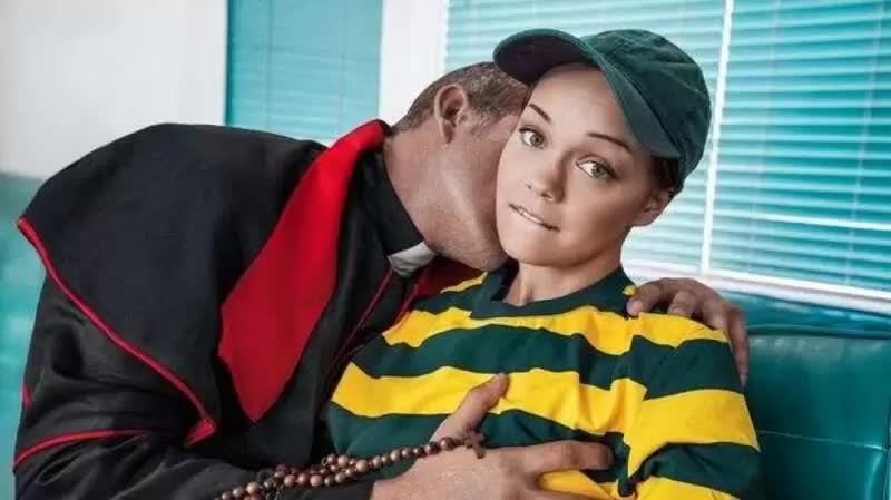 Melia Avelin Holy Uniform Inspection She Tried To Hide Her Female Body, But The Priest Knows Best Porn Video