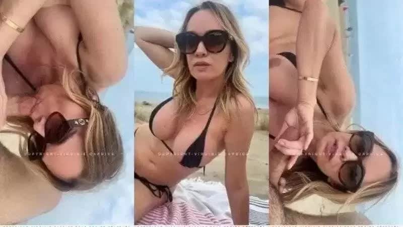 Virginie Caprice Public Cumshot On Beach Porn Video